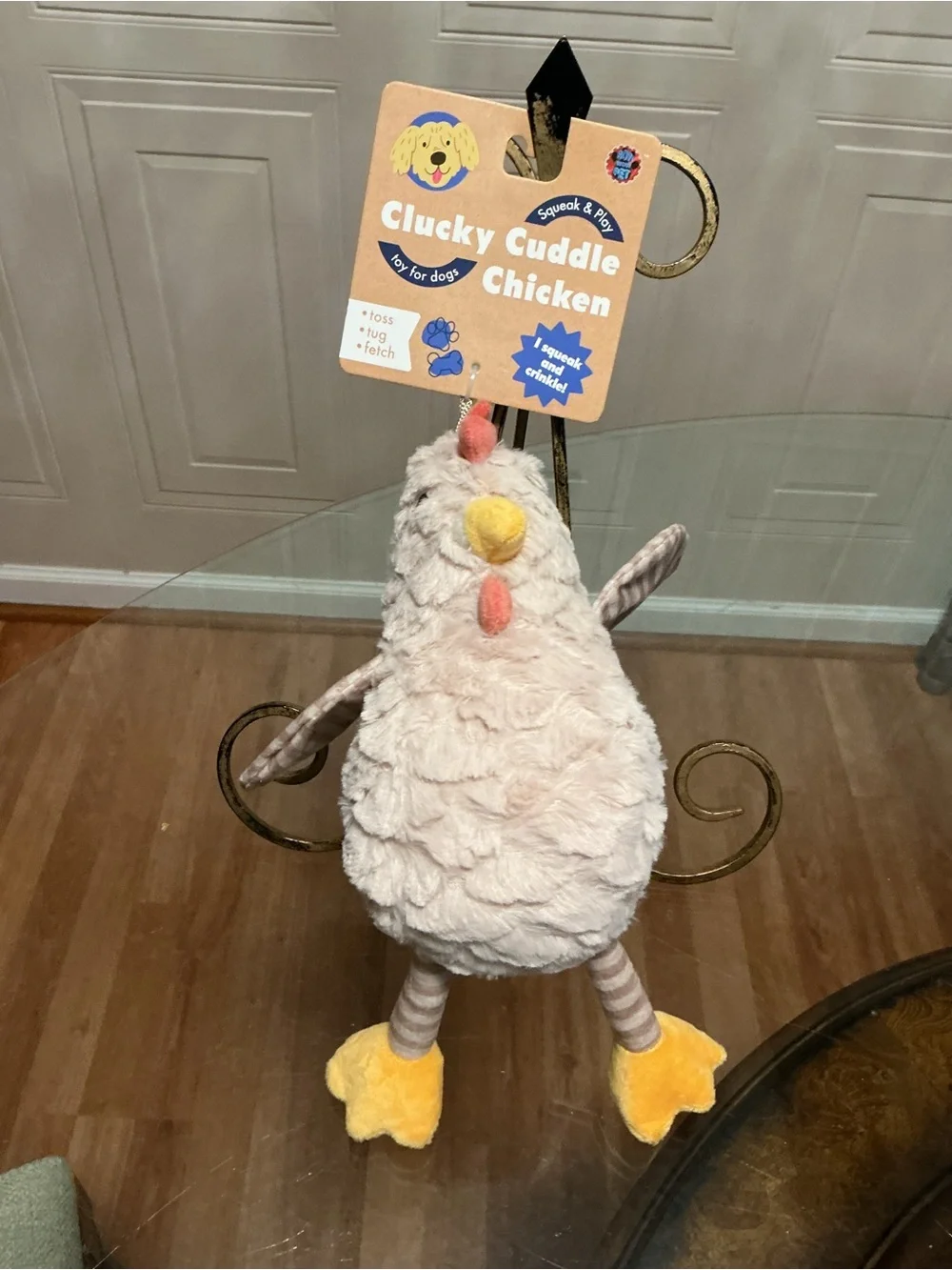 Bow Wow Pet 12”  Chicken Dog Toy w/Squeaker & Clinker Very Solf New